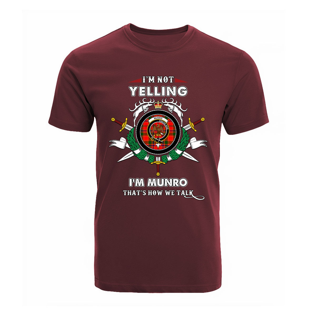 Munro Tartan Crest T-shirt - I'm not yelling style