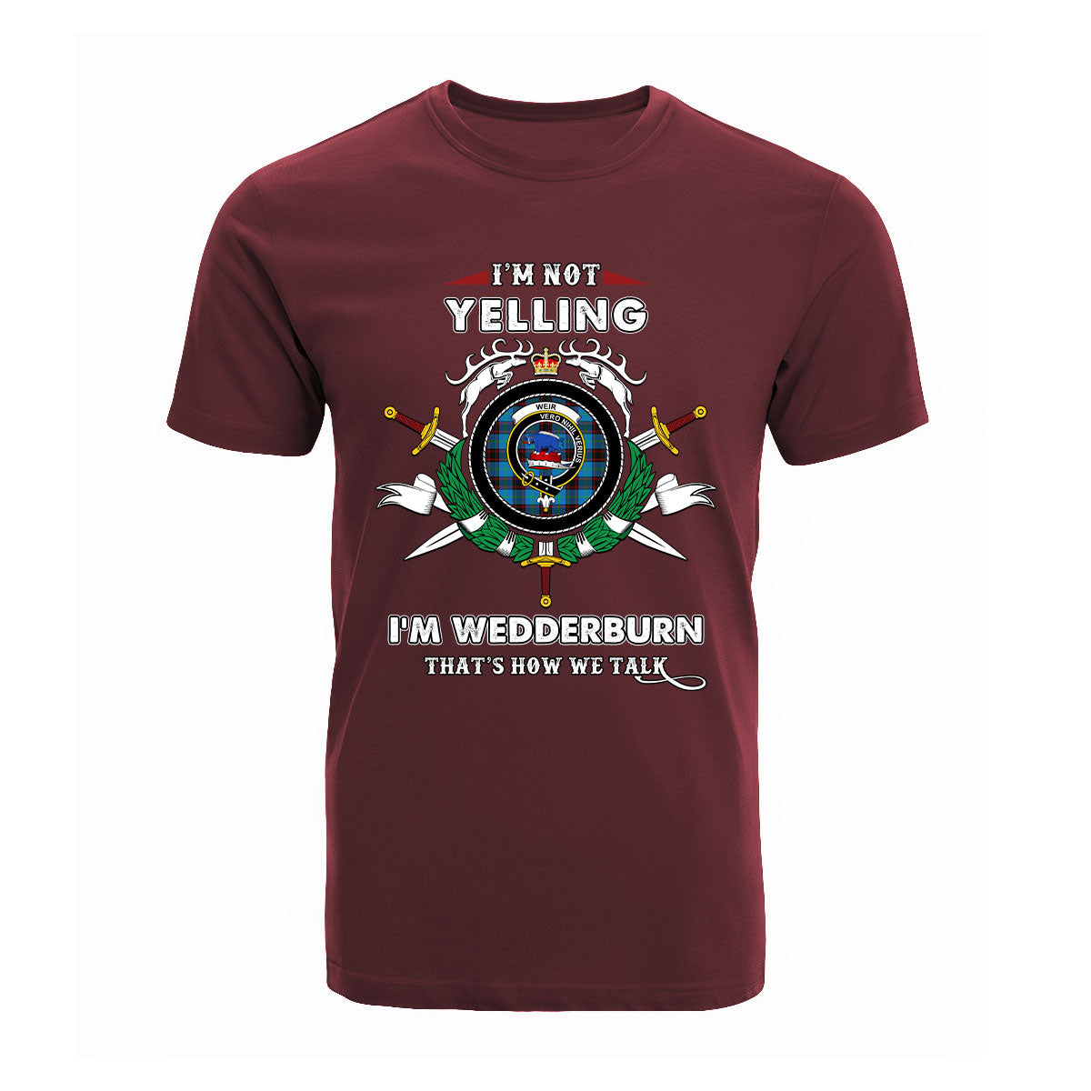 Wedderburn Tartan Crest T-shirt - I'm not yelling style