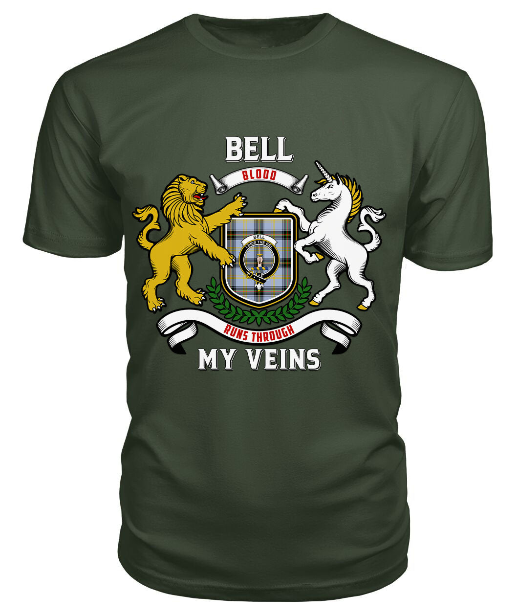 Bell of the Borders Tartan Crest 2D T-shirt - Blood Runs Through My Veins Style