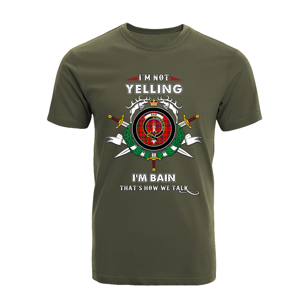 Bain Tartan Crest T-shirt - I'm not yelling style