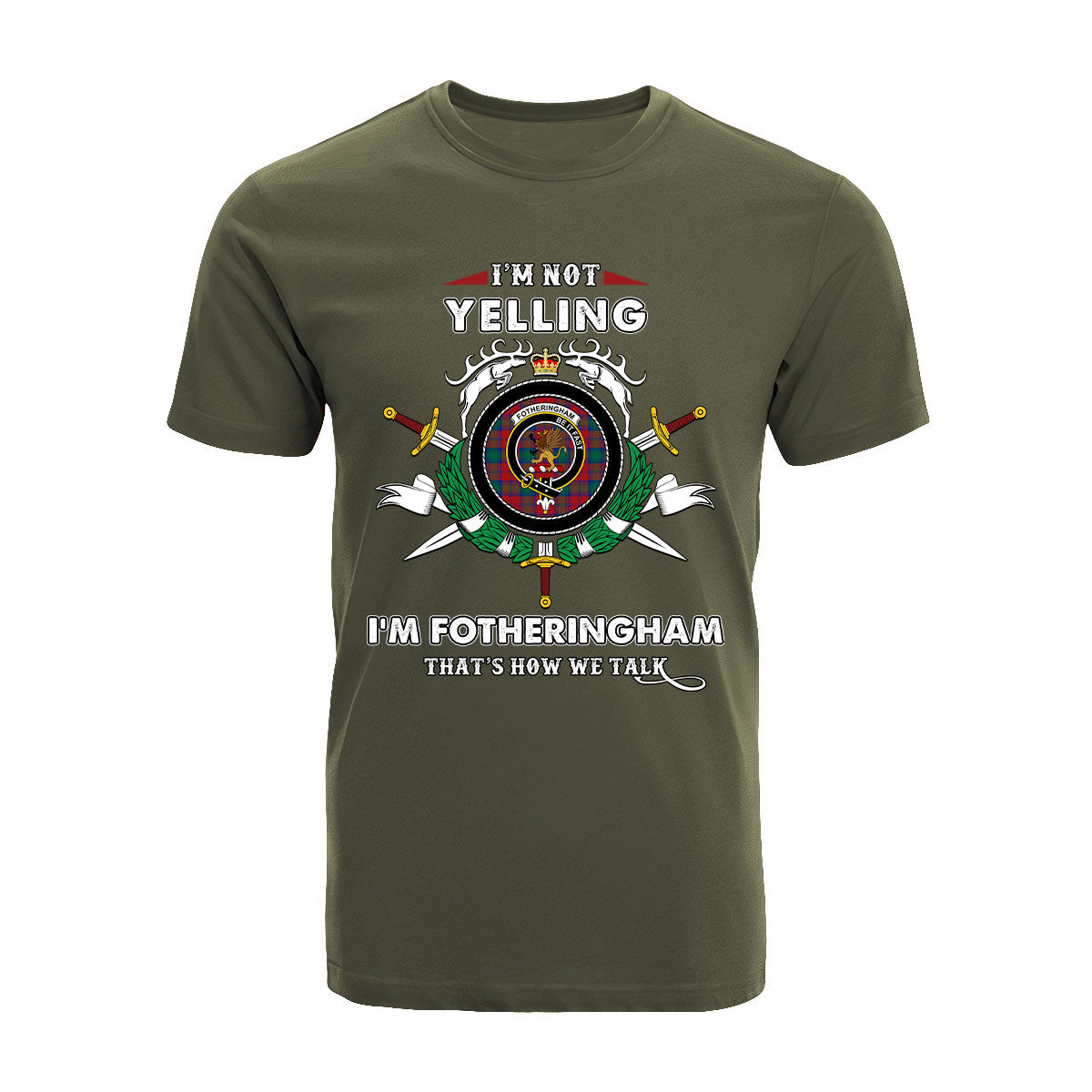 Fotheringham Tartan Crest T-shirt - I'm not yelling style