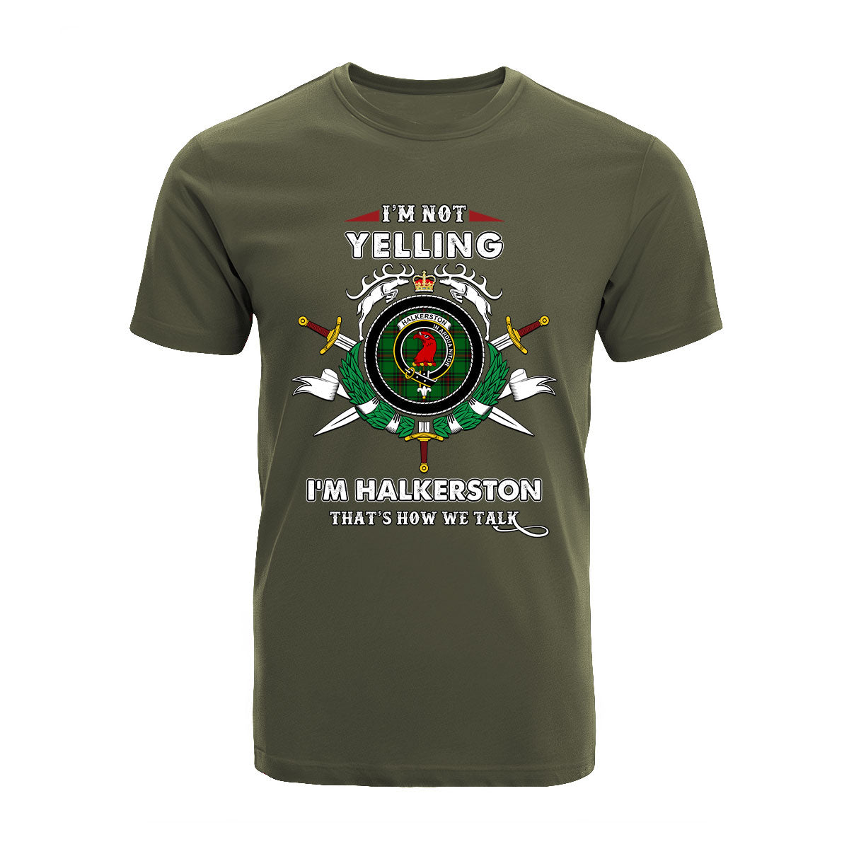 Haliburton Tartan Crest T-shirt - I'm not yelling style