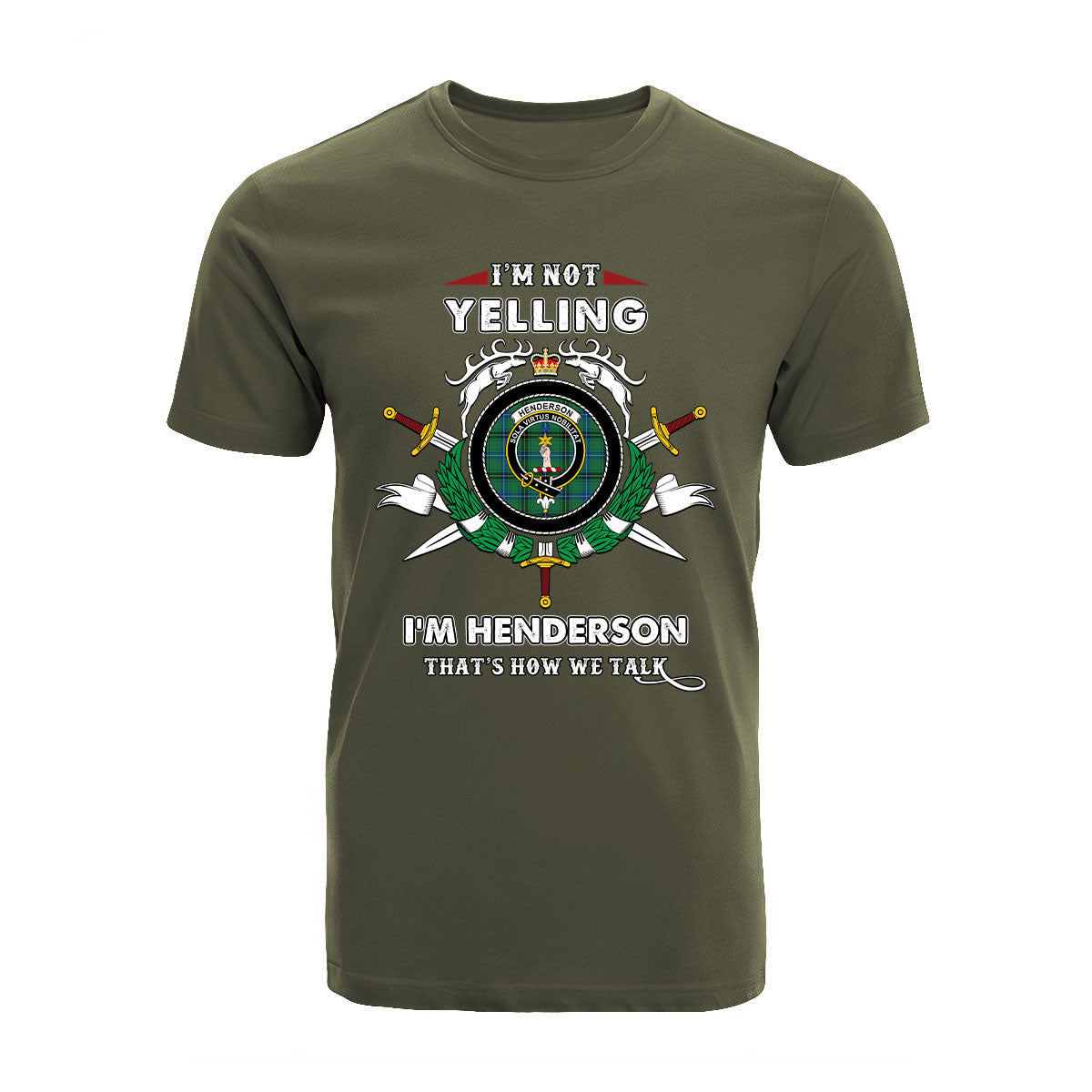 Henderson Tartan Crest T-shirt - I'm not yelling style