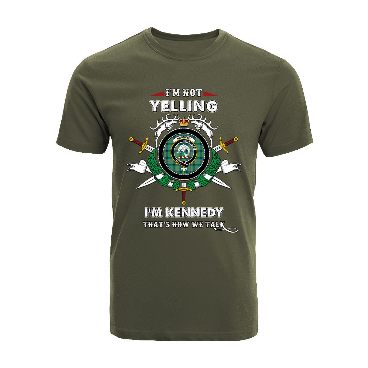 Kennedy Tartan Crest T-shirt - I'm not yelling style