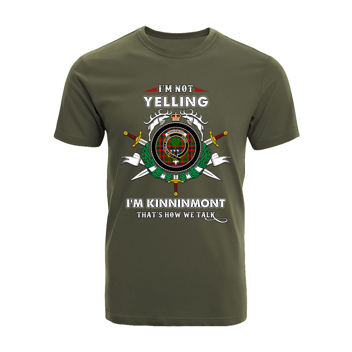 Kinninmont Tartan Crest T-shirt - I'm not yelling style