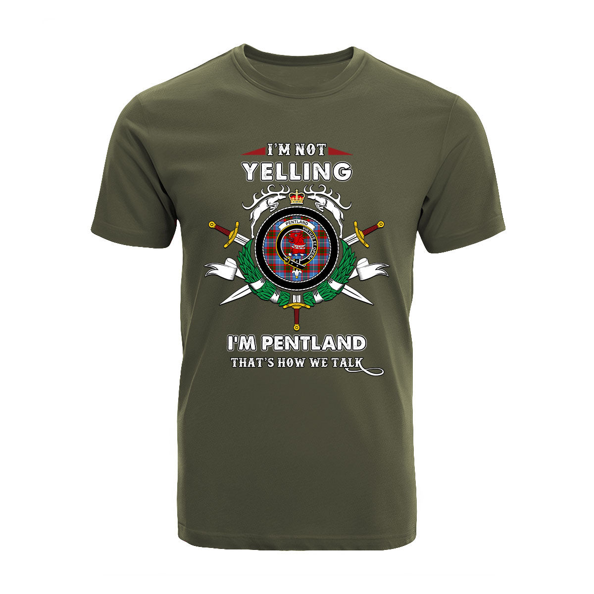 Pentland Tartan Crest T-shirt - I'm not yelling style