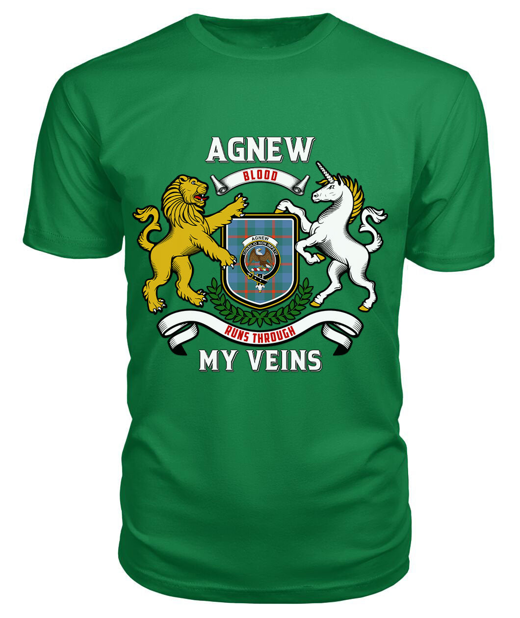 Agnew Ancient Tartan Crest 2D T-shirt - Blood Runs Through My Veins Style