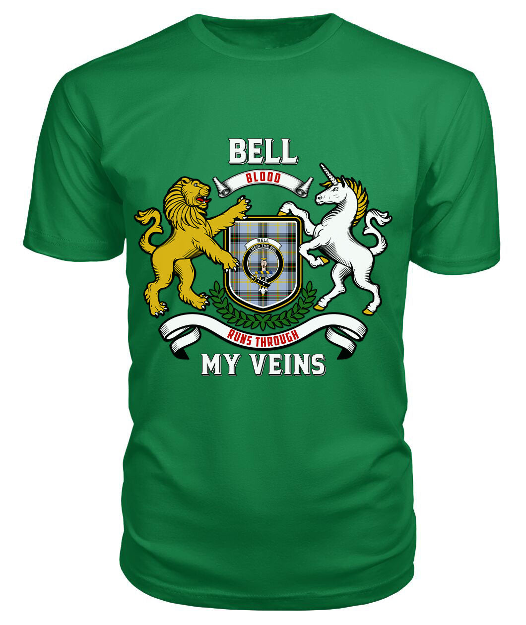 Bell of the Borders Tartan Crest 2D T-shirt - Blood Runs Through My Veins Style