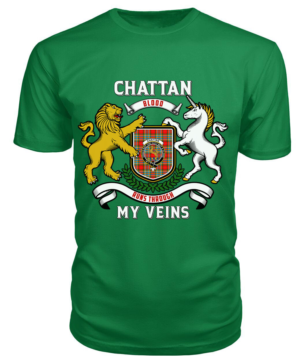 Chattan Tartan Crest 2D T-shirt - Blood Runs Through My Veins Style