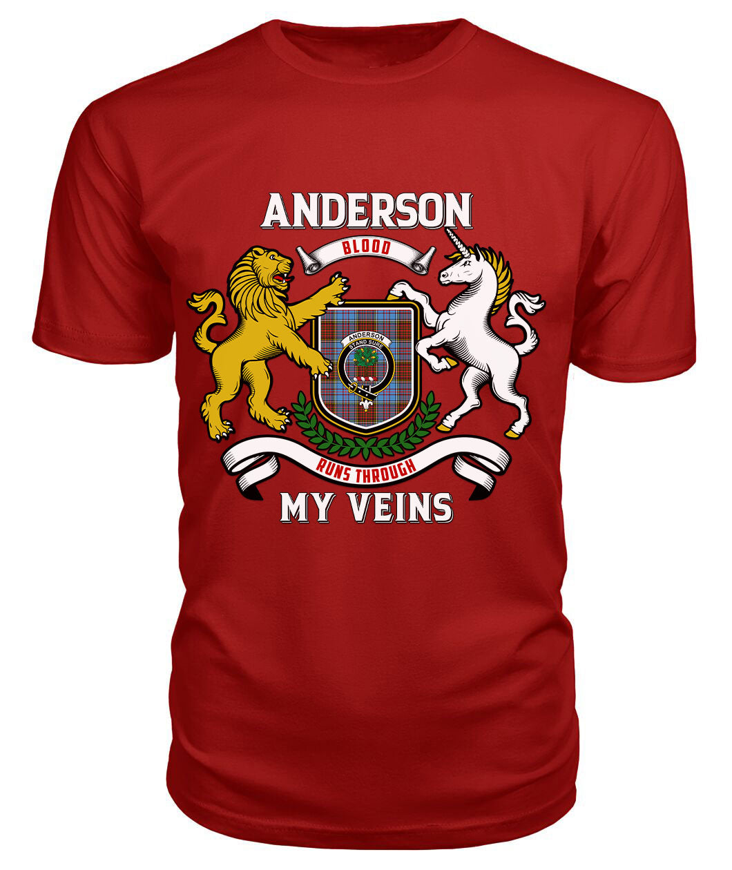 Anderson Modern Tartan Crest 2D T-shirt - Blood Runs Through My Veins Style