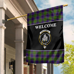 Dalrymple Tartan Crest Black Garden Flag