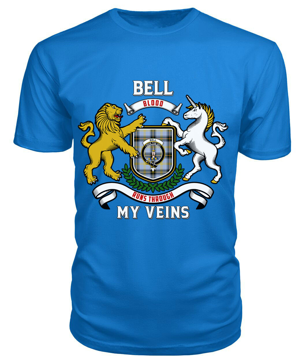 Bell of the Borders Tartan Crest 2D T-shirt - Blood Runs Through My Veins Style
