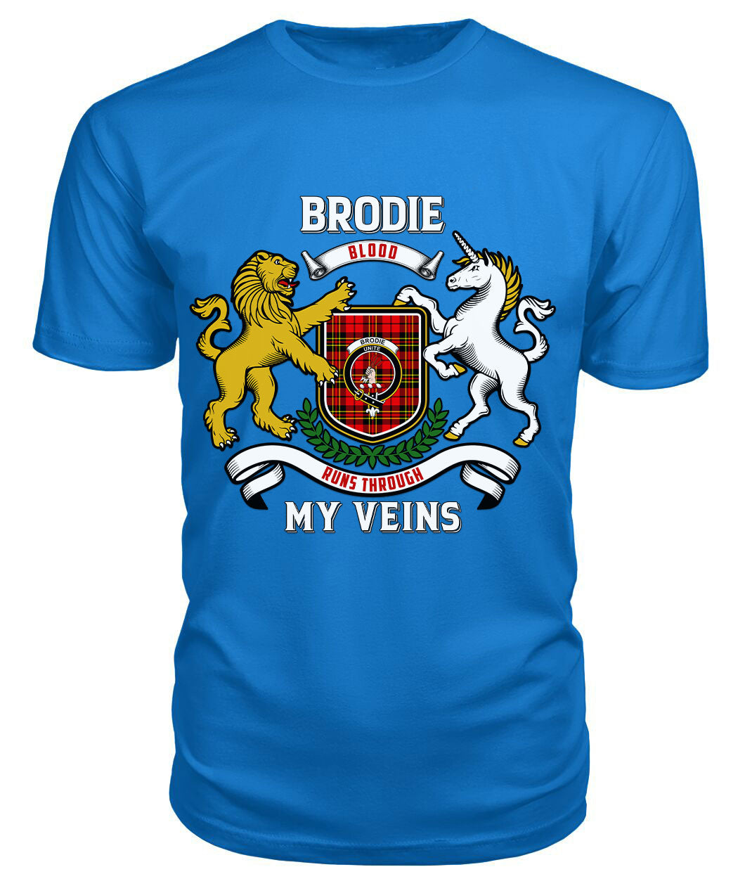 Brodie Modern Tartan Crest 2D T-shirt - Blood Runs Through My Veins Style