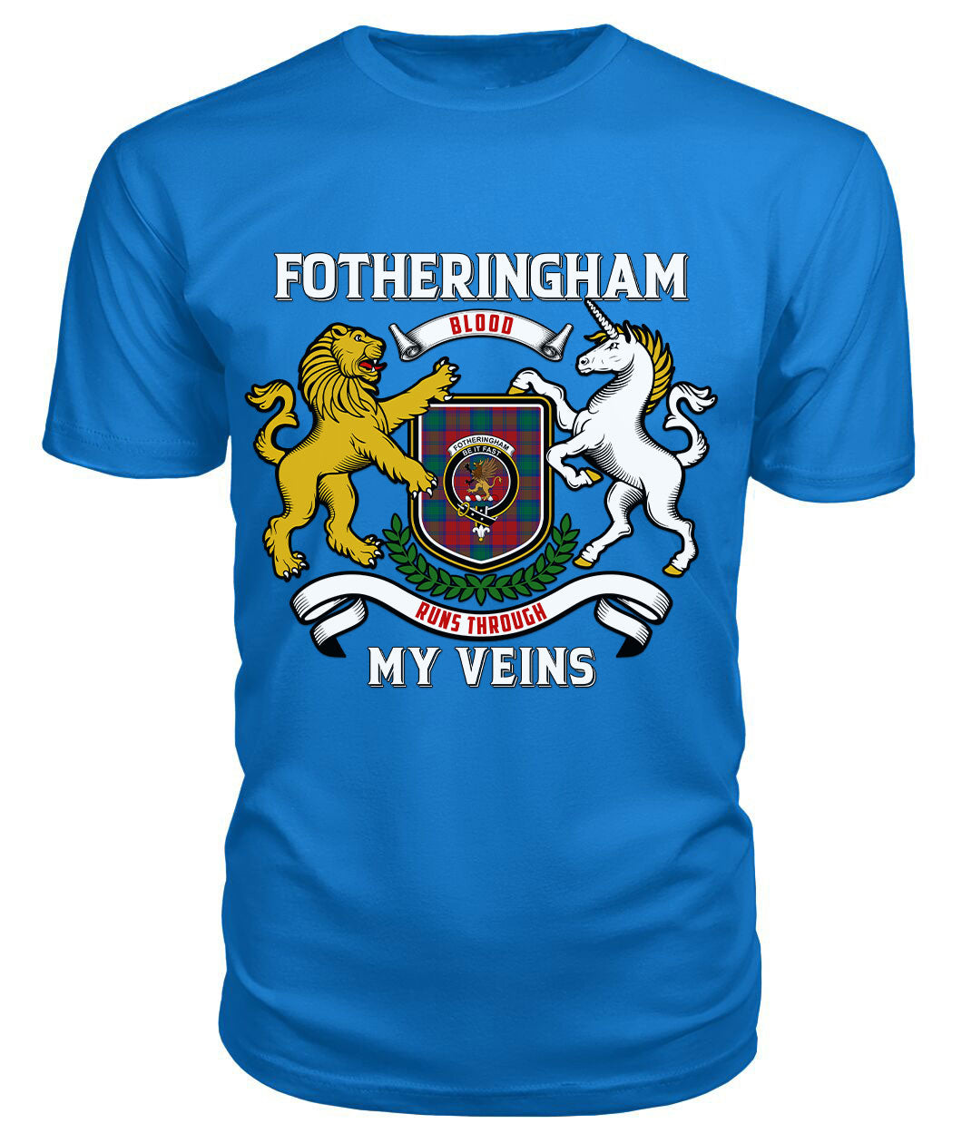 Fotheringham Tartan Crest 2D T-shirt - Blood Runs Through My Veins Style