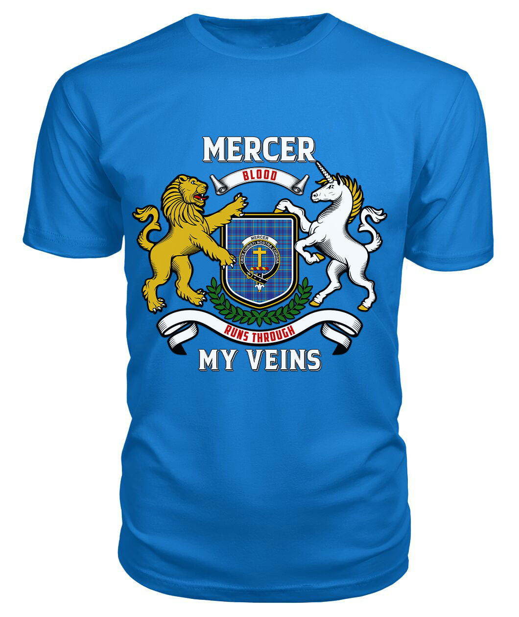 Mercer Modern Tartan Crest 2D T-shirt - Blood Runs Through My Veins Style