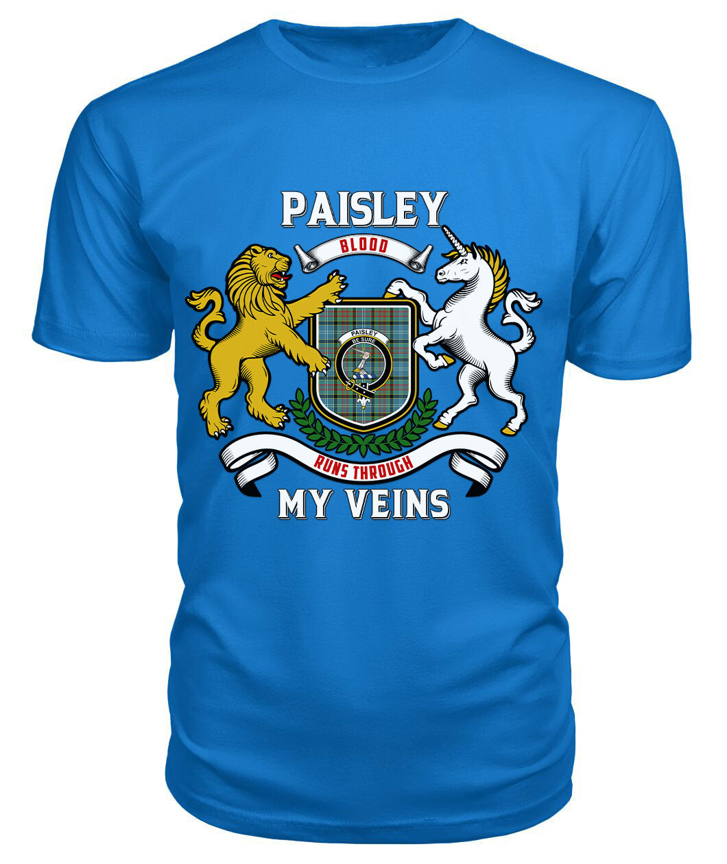 Paisley District Tartan Crest 2D T-shirt - Blood Runs Through My Veins Style