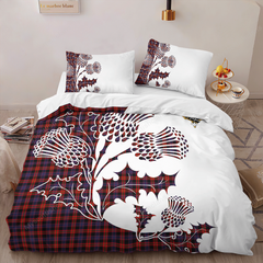 Broun Tartan Crest Bedding Set - Thistle Style