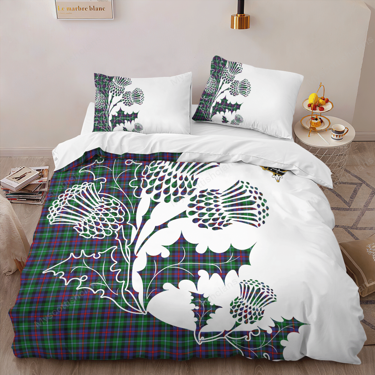 Calder Tartan Crest Bedding Set - Thistle Style