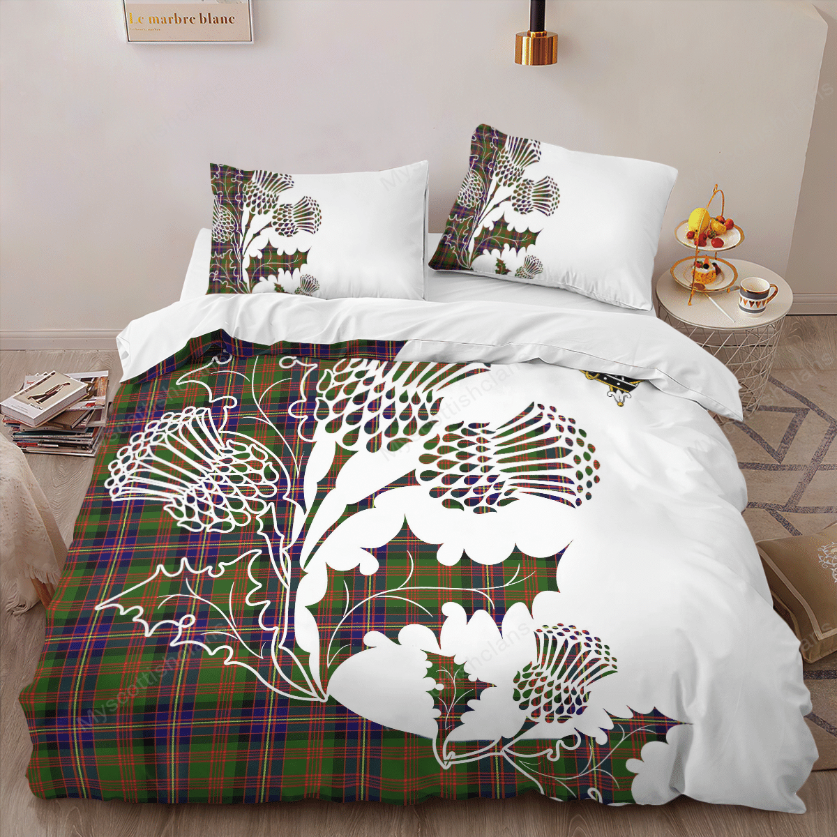 Cochrane Tartan Crest Bedding Set - Thistle Style