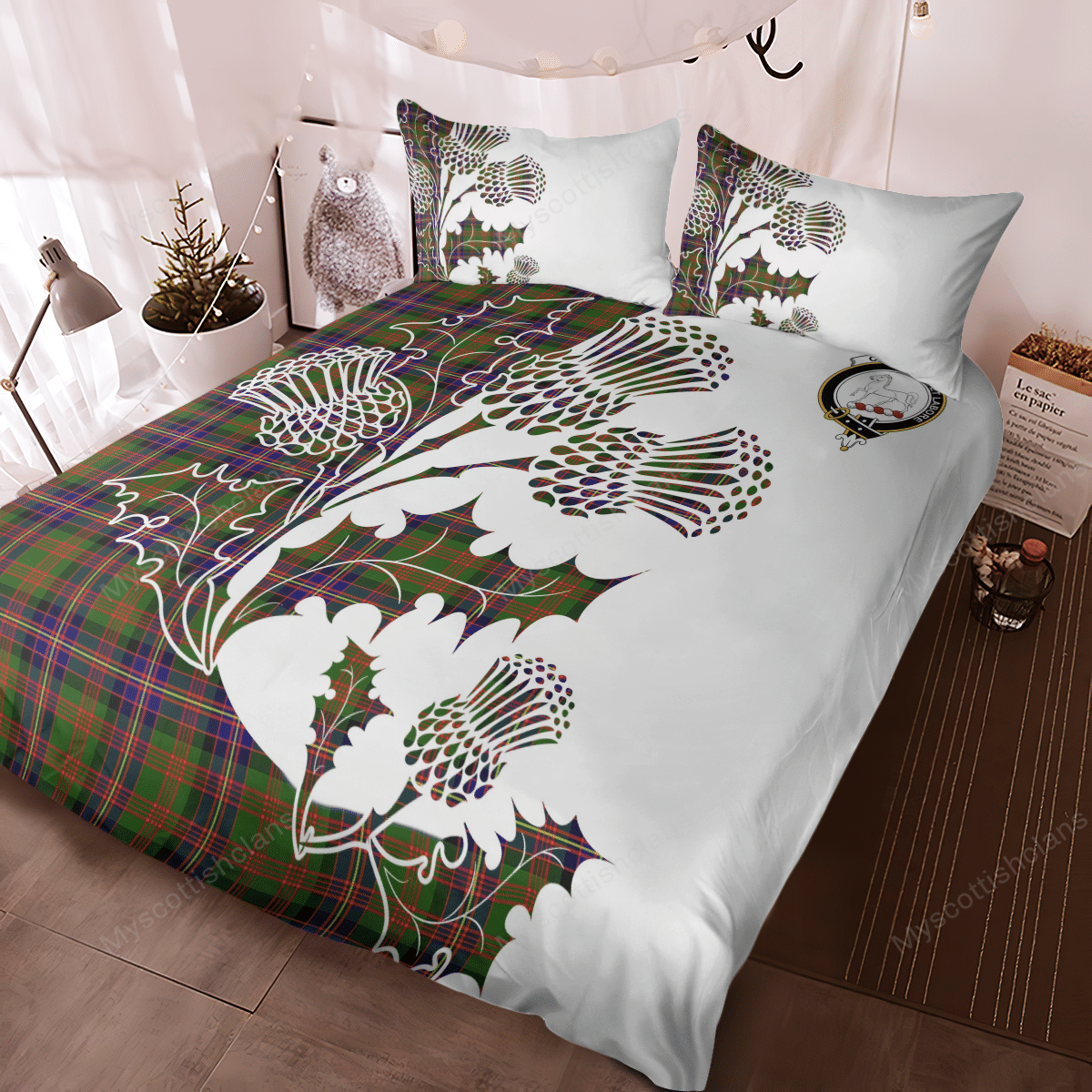 Cochrane Tartan Crest Bedding Set - Thistle Style