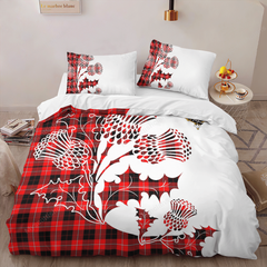 Cunningham Tartan Crest Bedding Set - Thistle Style