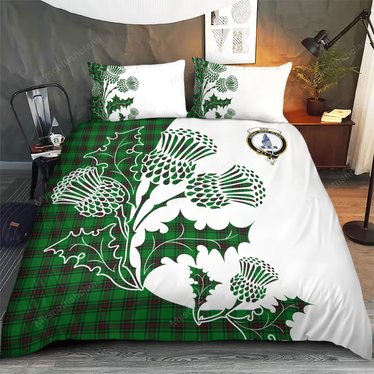 Ged Tartan Crest Bedding Set - Thistle Style