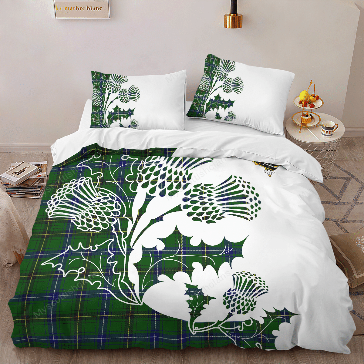 Henderson Tartan Crest Bedding Set - Thistle Style