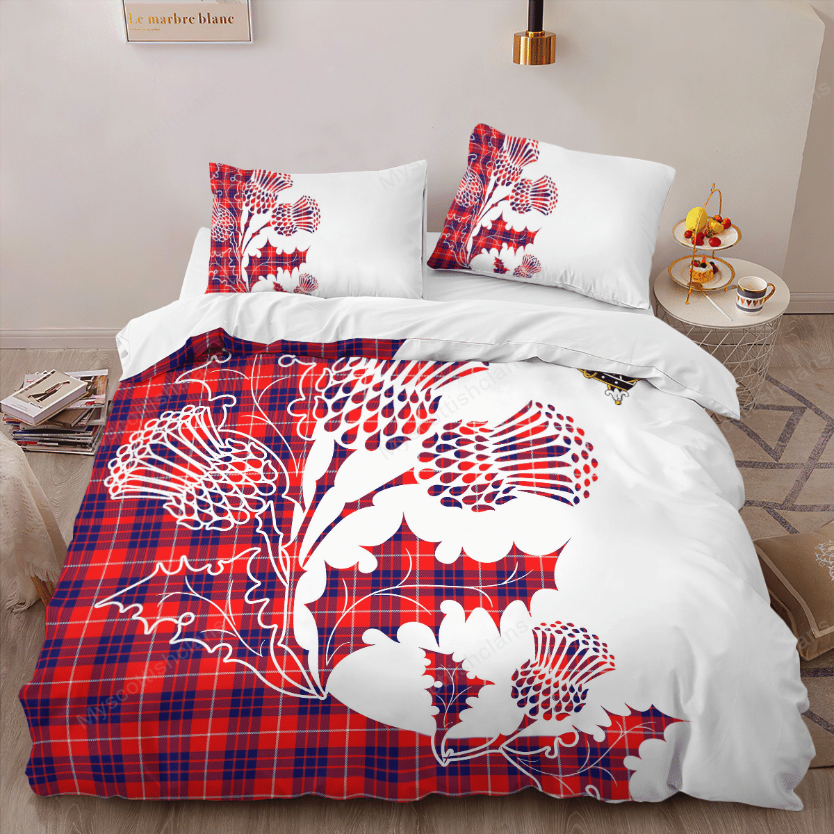 Hamilton Tartan Crest Bedding Set - Thistle Style