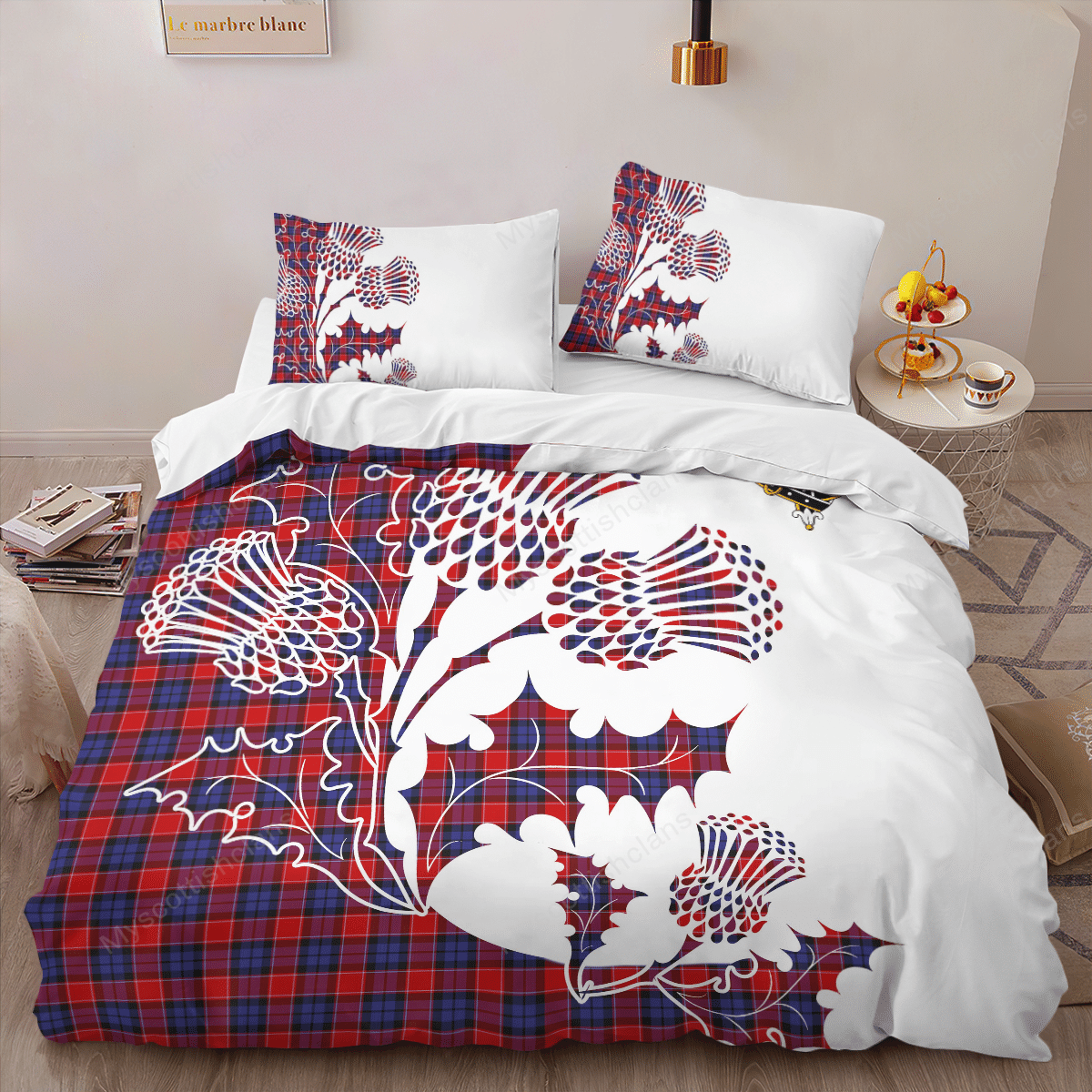 Haldane Tartan Crest Bedding Set - Thistle Style