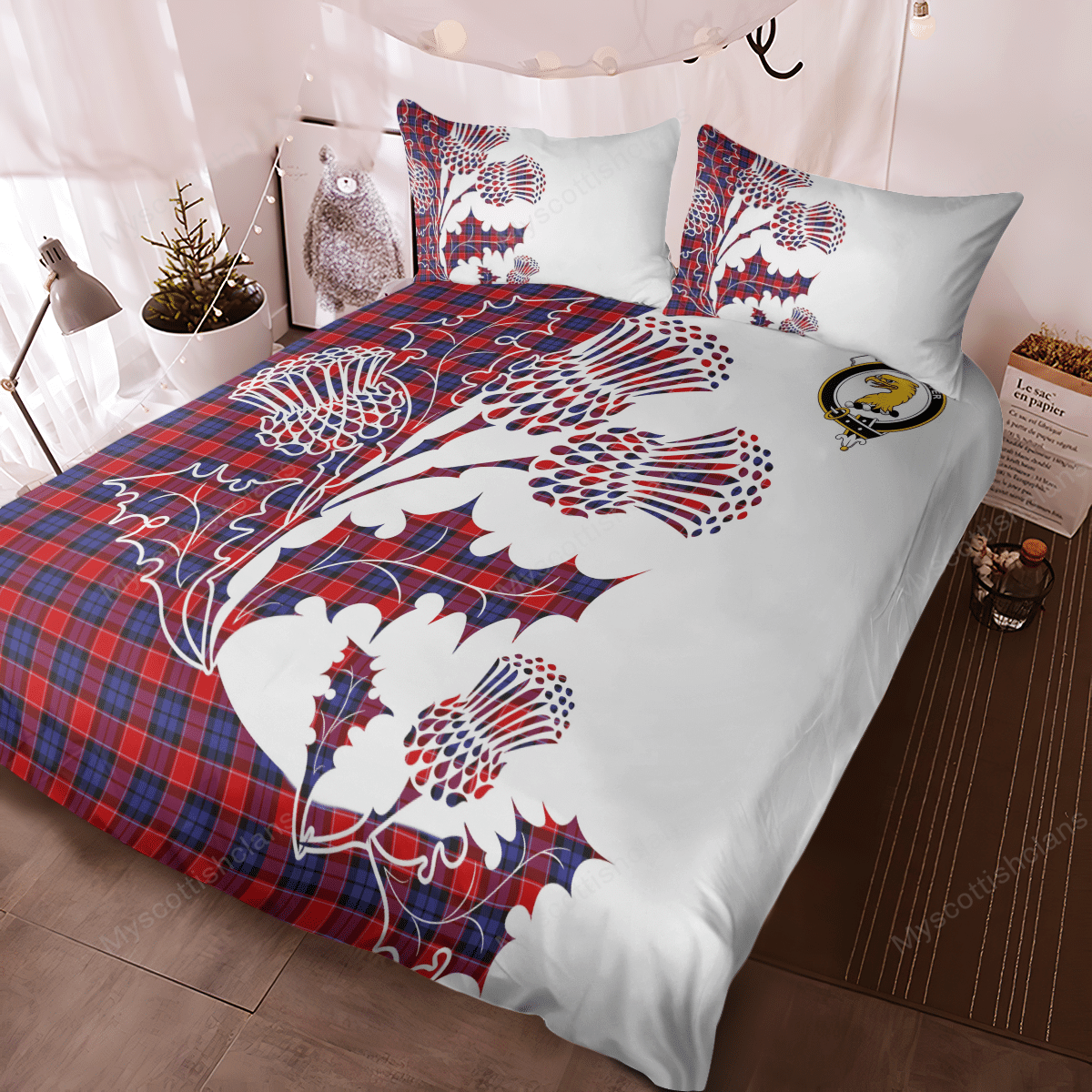 Haldane Tartan Crest Bedding Set - Thistle Style