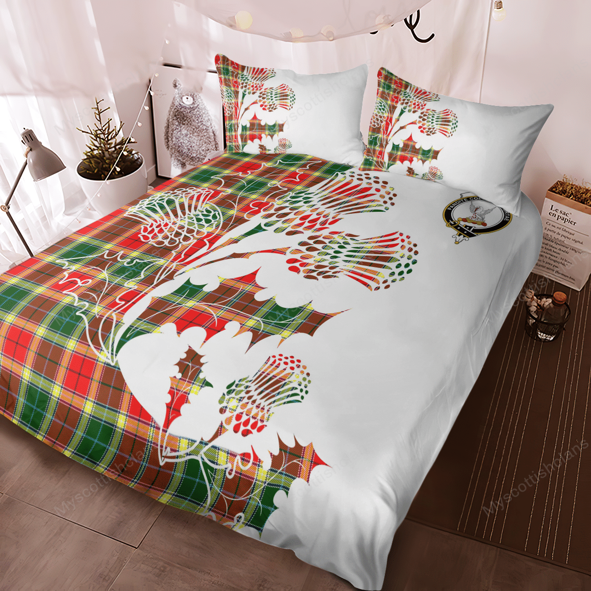 Gibson Tartan Crest Bedding Set - Thistle Style