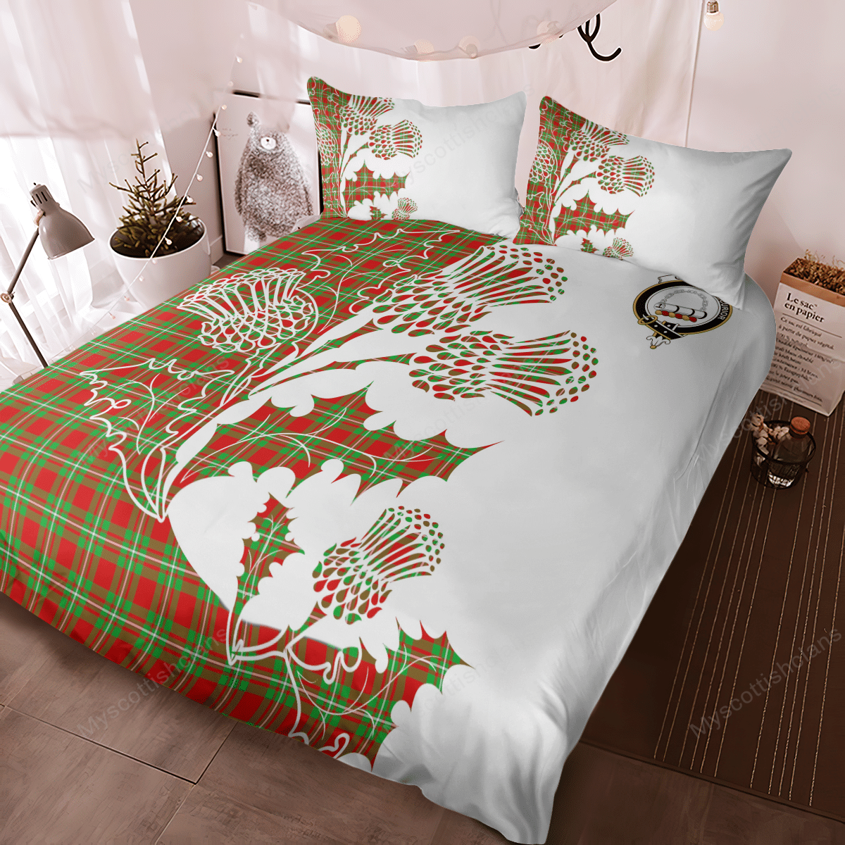 Grierson Tartan Crest Bedding Set - Thistle Style