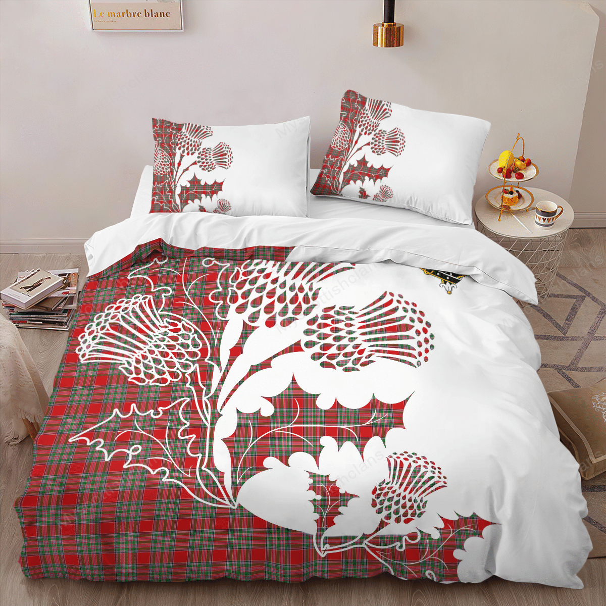 MacBain Tartan Crest Bedding Set - Thistle Style