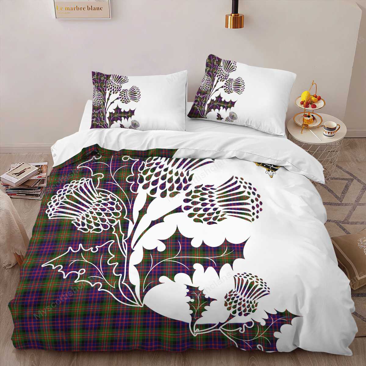 MacDonell of Glengarry Tartan Crest Bedding Set - Thistle Style