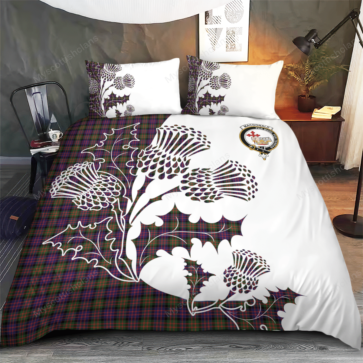 MacDonald (Clan Donald) Tartan Crest Bedding Set - Thistle Style