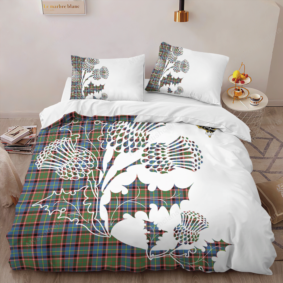 Norvel Tartan Crest Bedding Set - Thistle Style