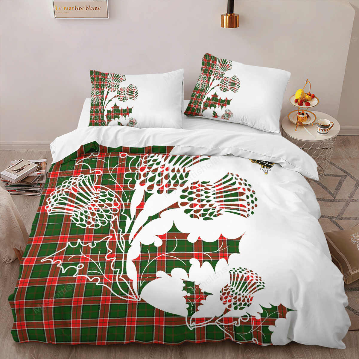 Pollock Tartan Crest Bedding Set - Thistle Style