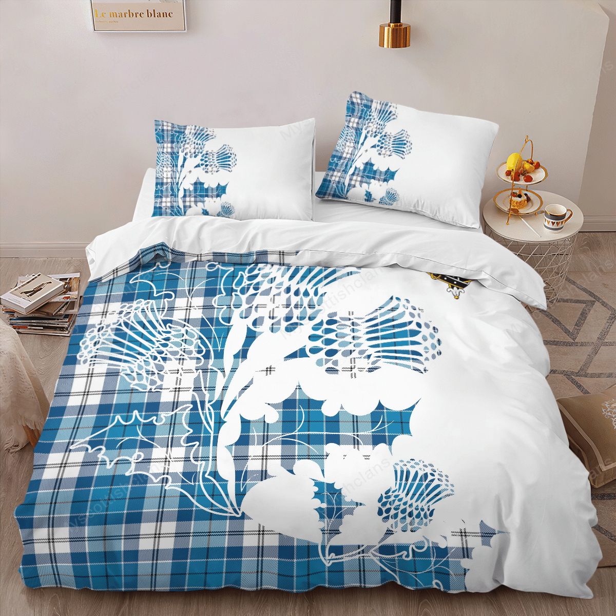 Roberton Tartan Crest Bedding Set - Thistle Style