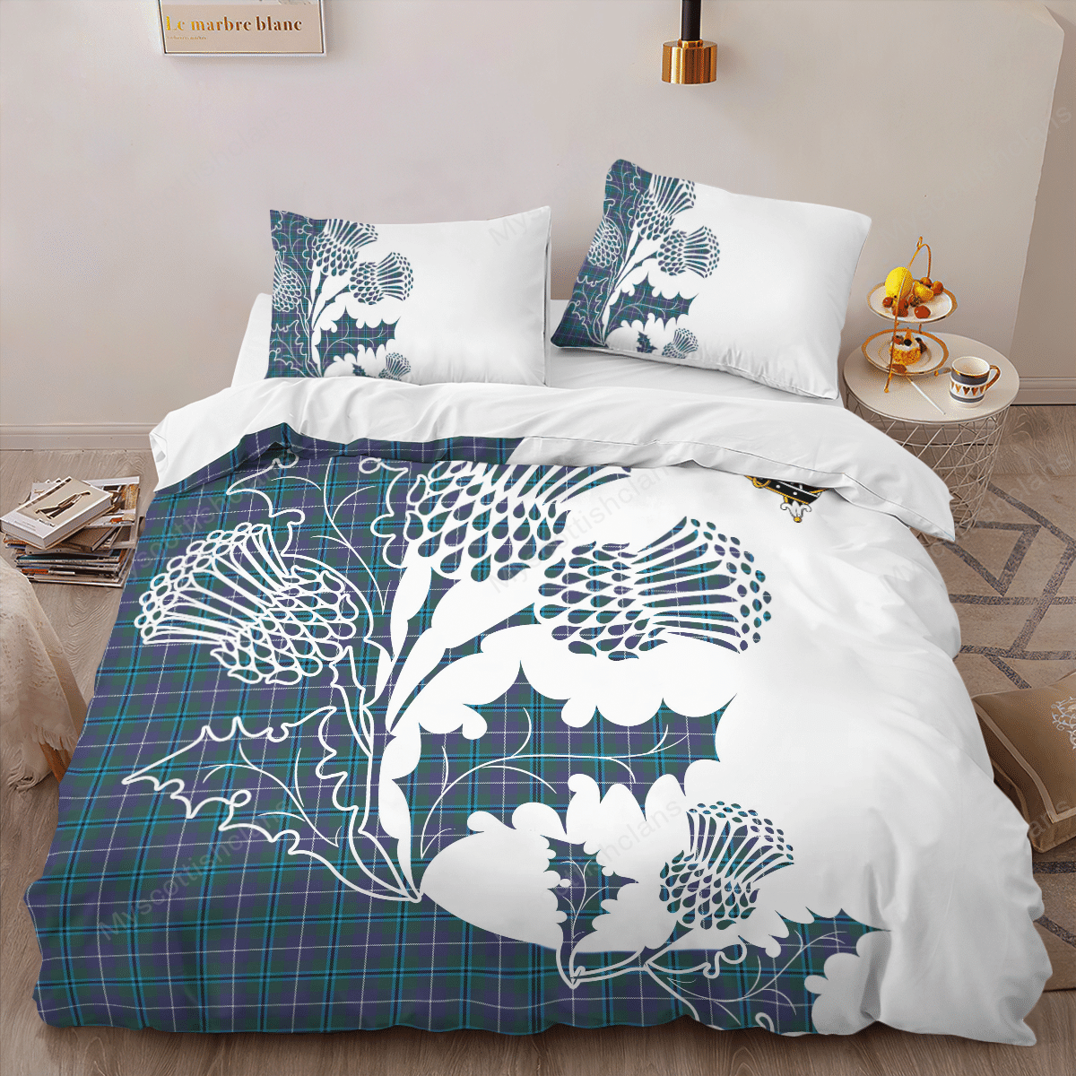 Sandilands Tartan Crest Bedding Set - Thistle Style