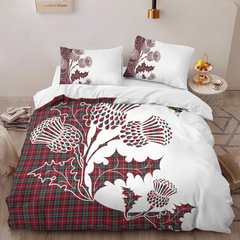 Stewart (Stuart) of Bute Tartan Crest Bedding Set - Thistle Style