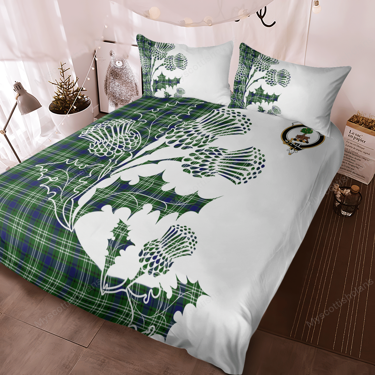 Swinton Tartan Crest Bedding Set - Thistle Style