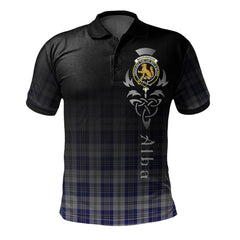 MacPherson Dress Blue Tartan Polo Shirt - Alba Celtic Style