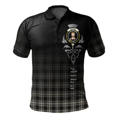 Menzies Black _ White Ancient Tartan Polo Shirt - Alba Celtic Style