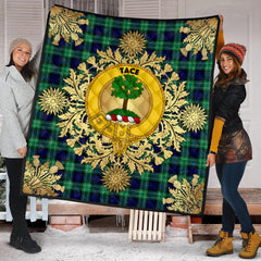 Abercrombie Tartan Crest Premium Quilt - Gold Thistle Style