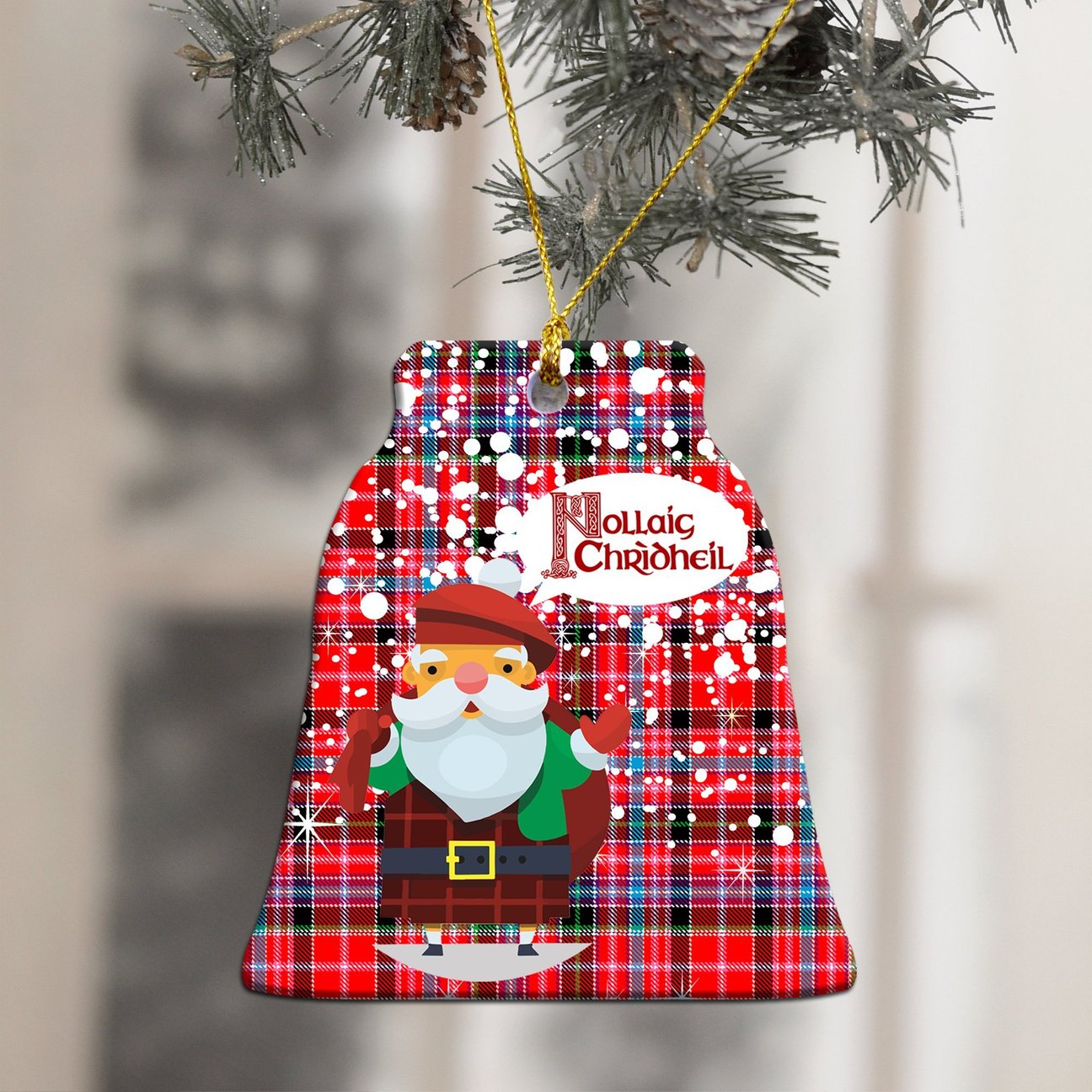 Aberdeen District Tartan Christmas Ceramic Ornament - Santa Style