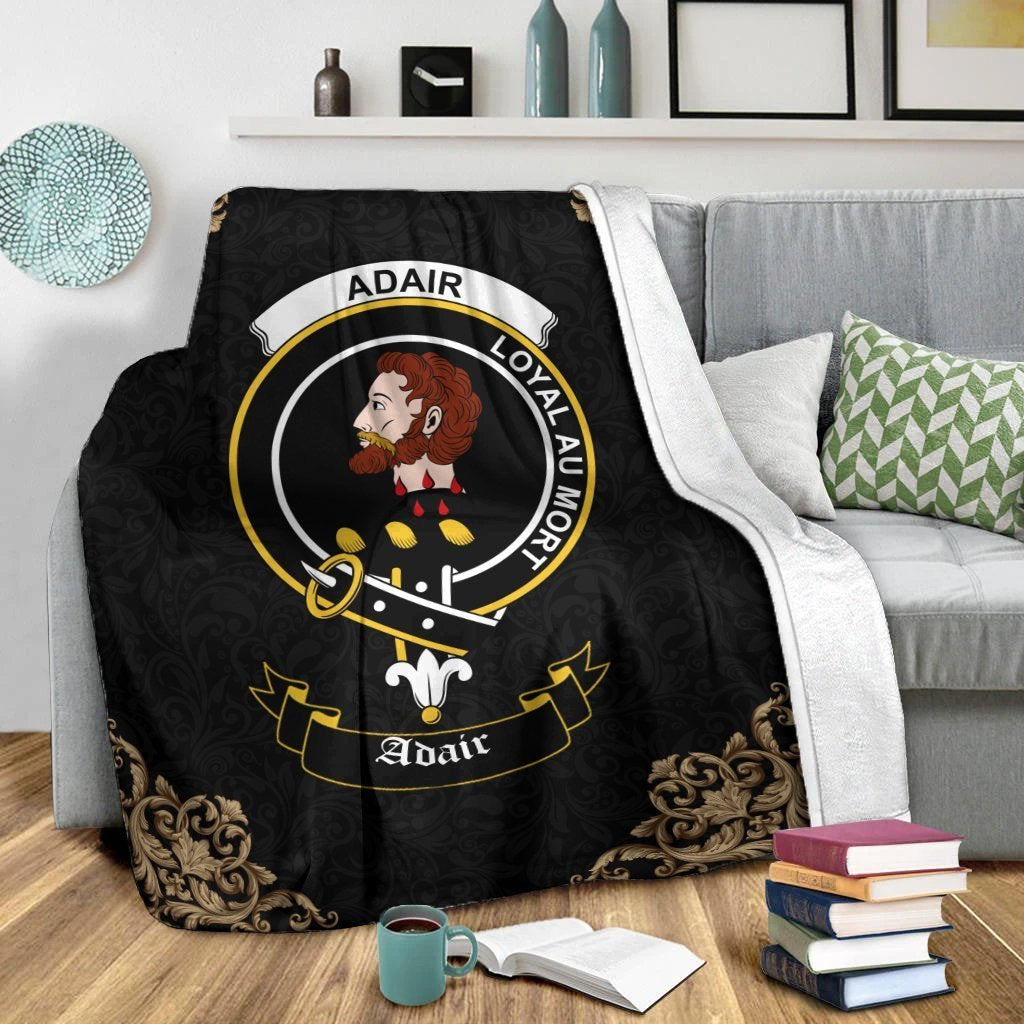 Adair Crest Tartan Premium Blanket Black