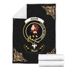 Adair Crest Tartan Premium Blanket Black