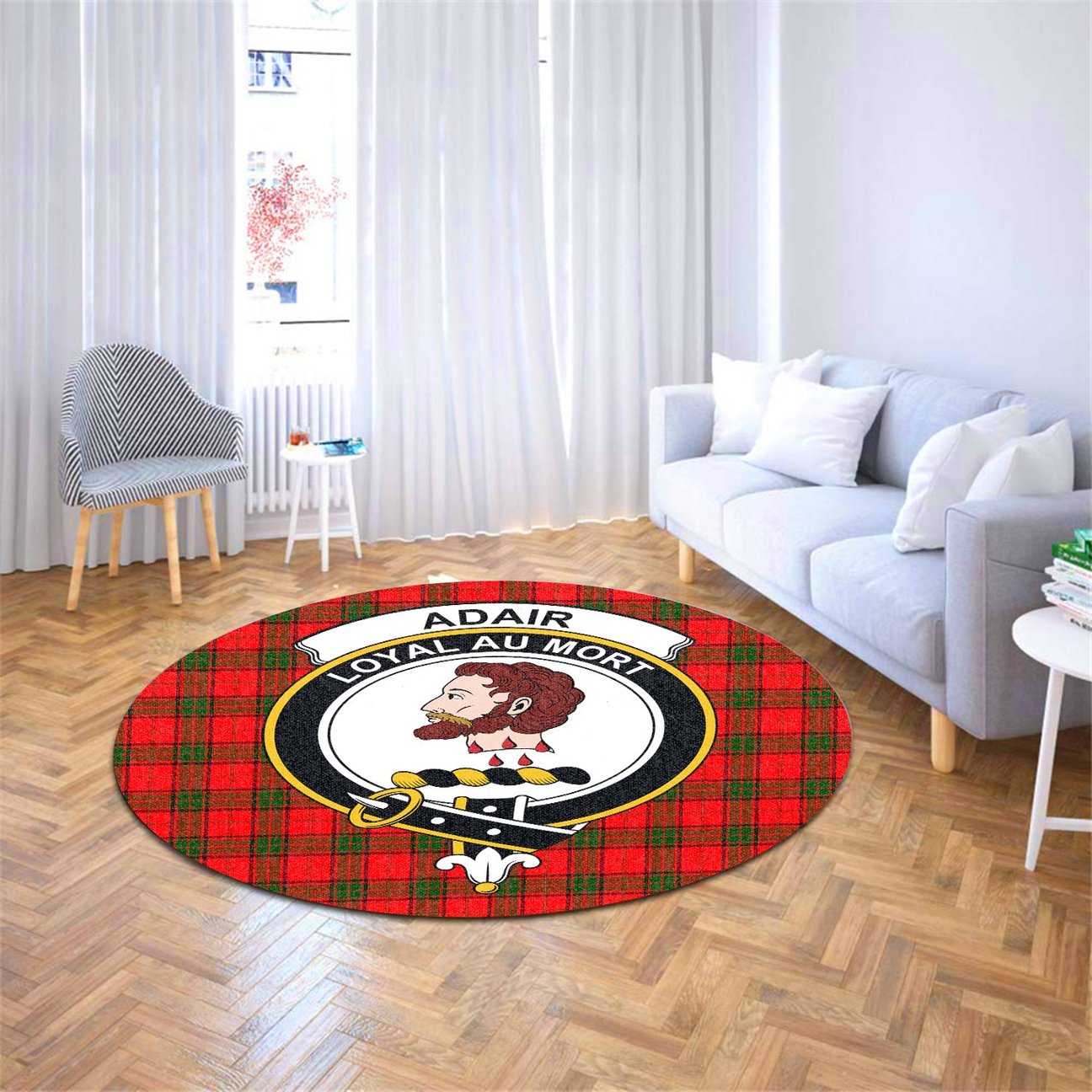 Adair Tartan Crest Round Rug