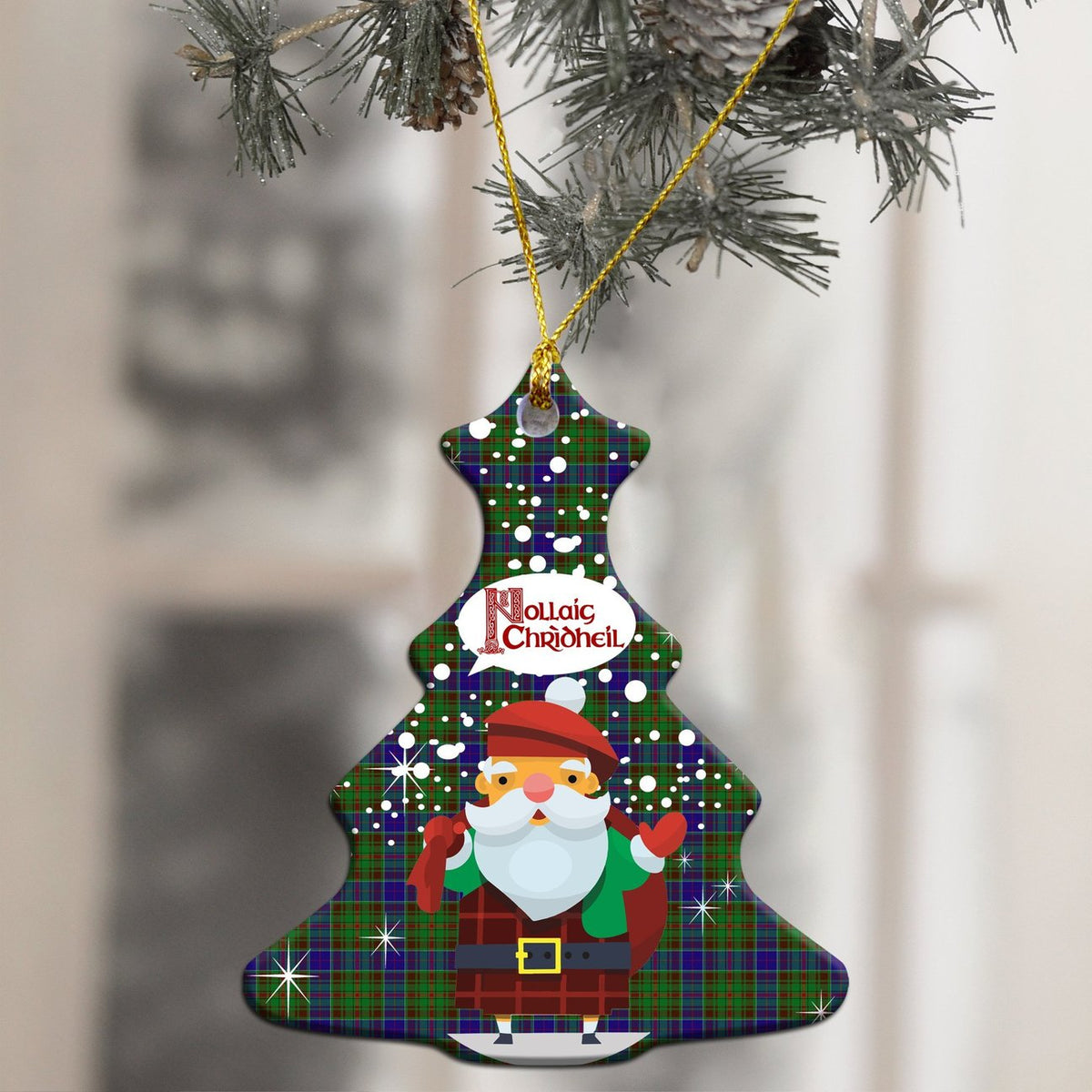 Adam Tartan Christmas Ceramic Ornament - Santa Style