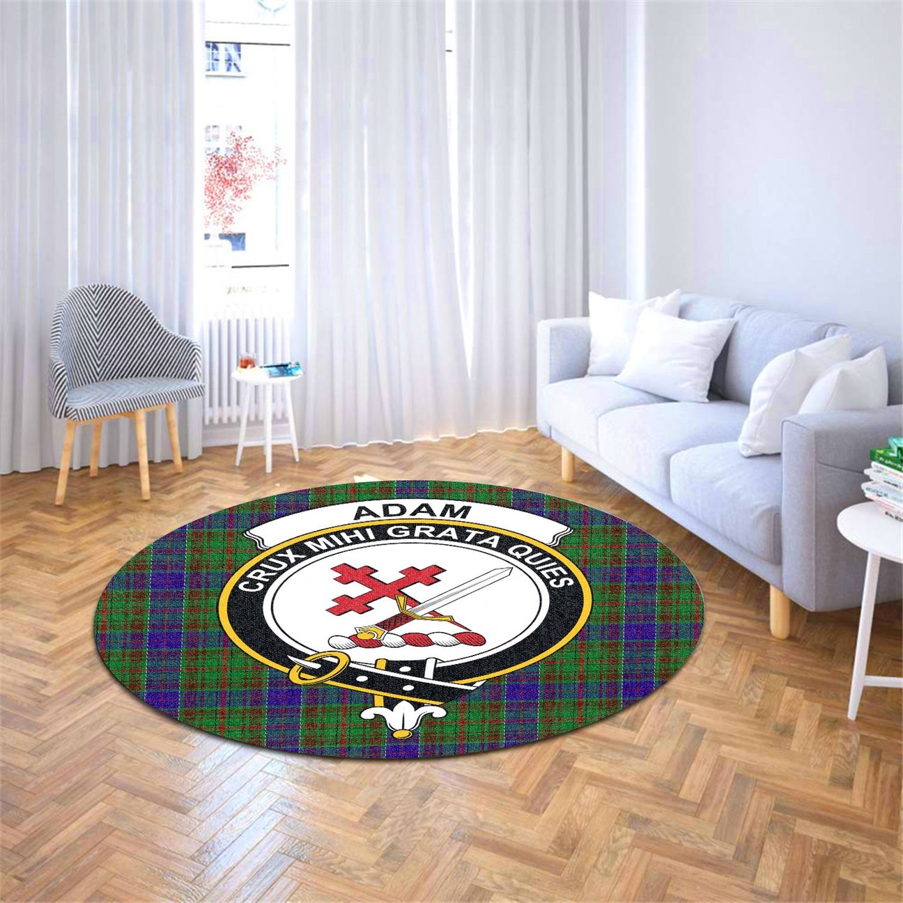 Adam Tartan Crest Round Rug